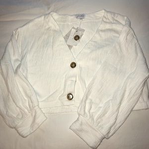 Saboskirt White Button Sweater